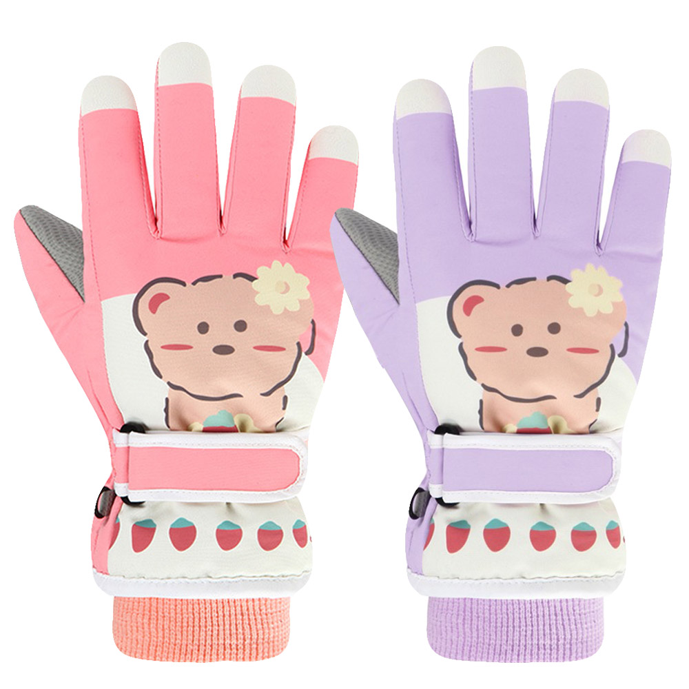 유아 아동 키즈 여아 남아 어린이 초등 학생 주니어 겨울 털 방한 손가락 스키 패딩 장갑 - 상품 이미지