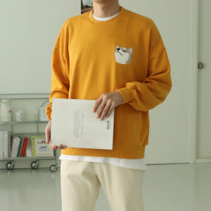남자맨투맨 오버핏 커플 기모 시바견 맨투맨 착용 후기 | 사이즈/핏 총정리 - 상품 이미지 3