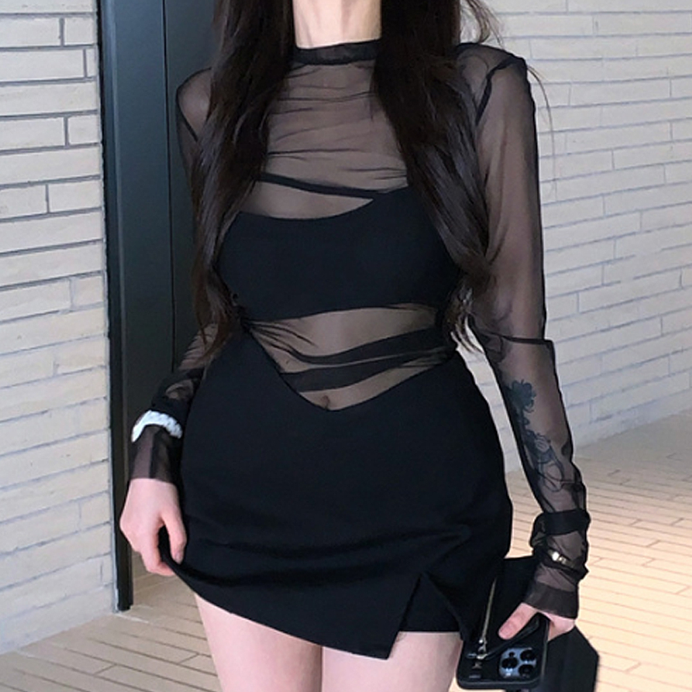 홀복 섹시원피스 시스루 레이어드 클럽룩 룩북 - 상세 이미지 2