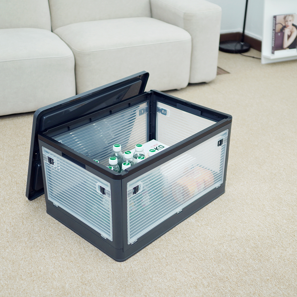 접이식 폴딩리빙박스 84리터 투명 5면개방, 다용도수납장, 옷수납정리함