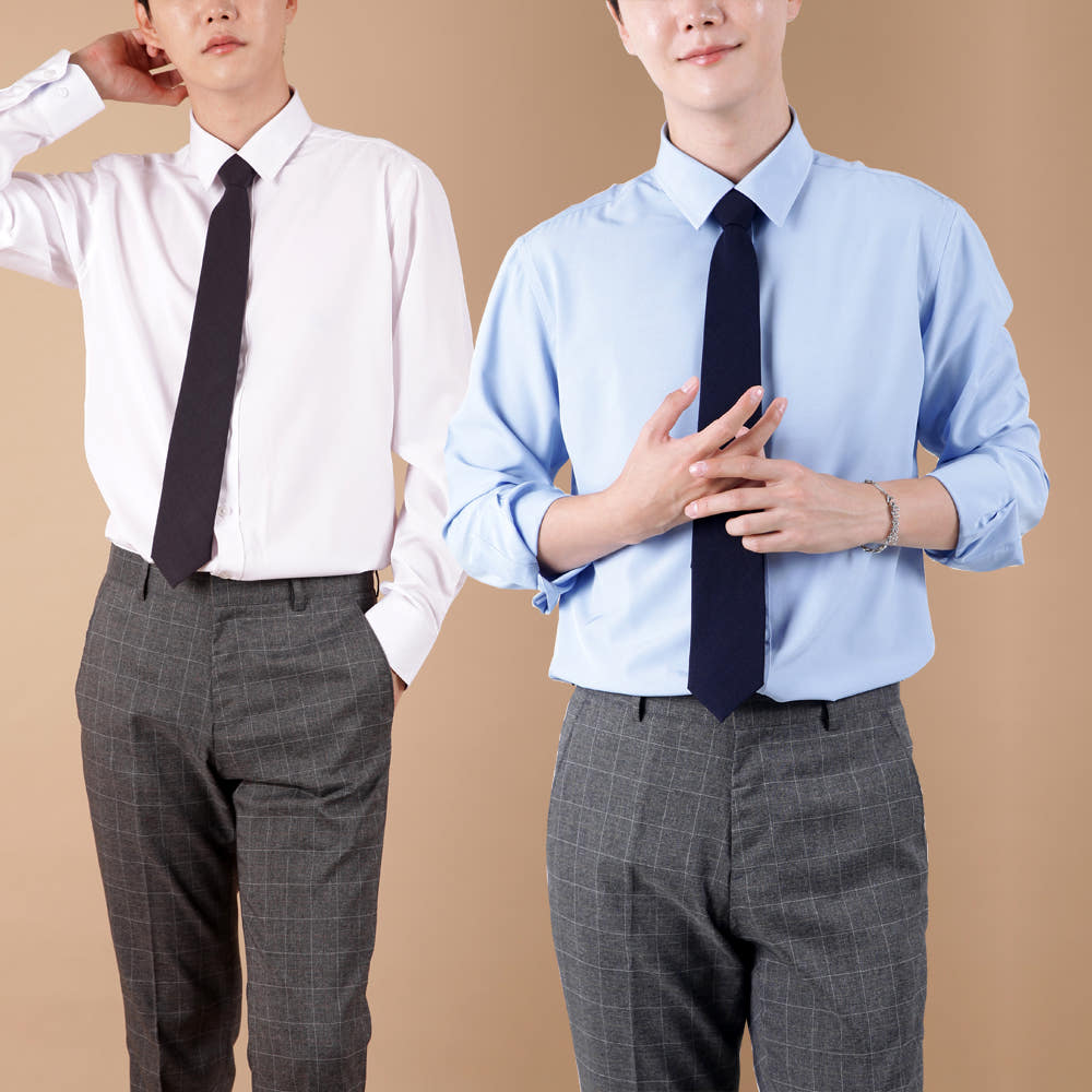 LUXTIE HOMME 링클프리 반슬림 스판 와이셔츠 남자 긴팔 정장 셔츠 빅사이즈