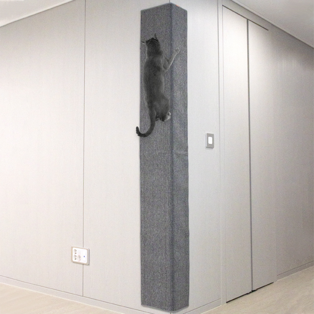 리스펫 고양이 벽타냥 기둥 수직 스크래쳐 부착형 카페트 그레이, 대형 1개입