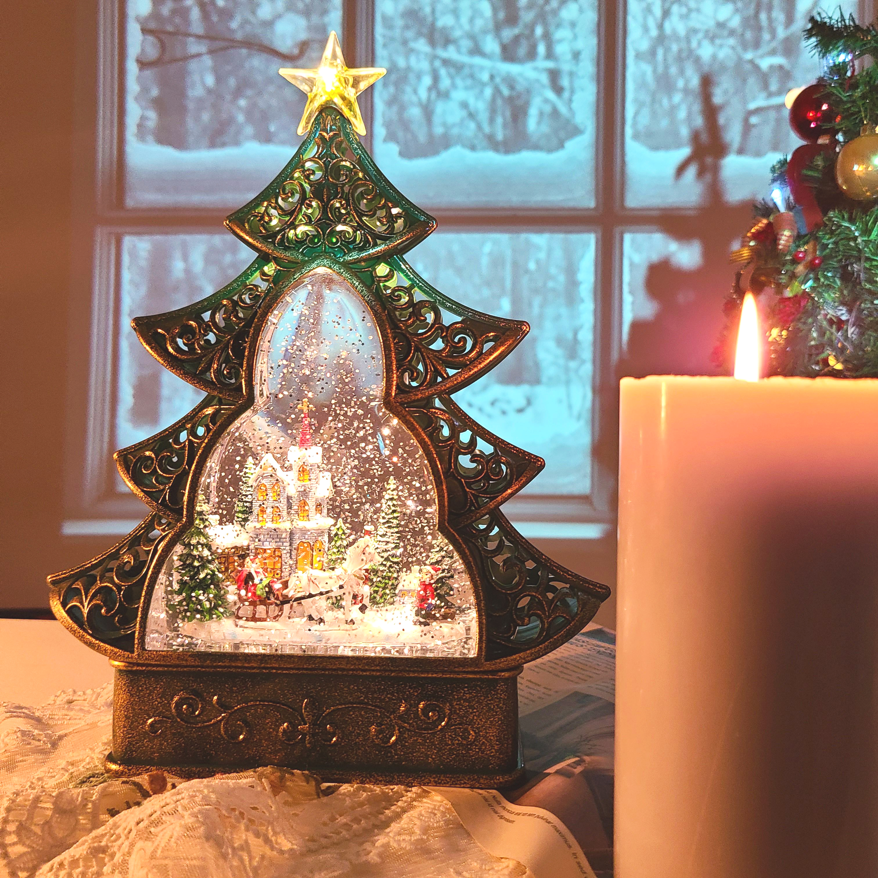 빈티지 트리 크리스마스 오르골 스노우볼 워터볼산타의 방문