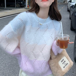 여자여자몰 무지개떡칼라 오로라펄 라운드펀칭뜨개니트 러블리 화사한 겨울상의... 착용 후기 | 사이즈/핏 총정리 - 상품 이미지 1