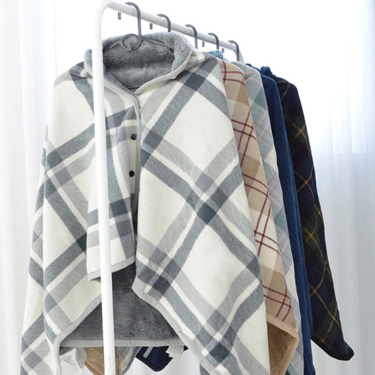 체크무늬 담요 어깨담요 기내용 똑딱 입는무릎담요