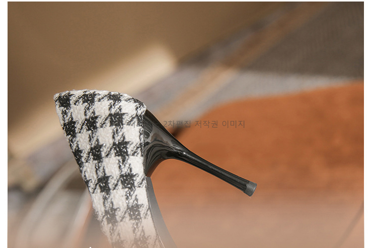 시데론 7,9cm 스틸레토 체크 배색 여성 펌프스 힐 2color 상세 이미지 23