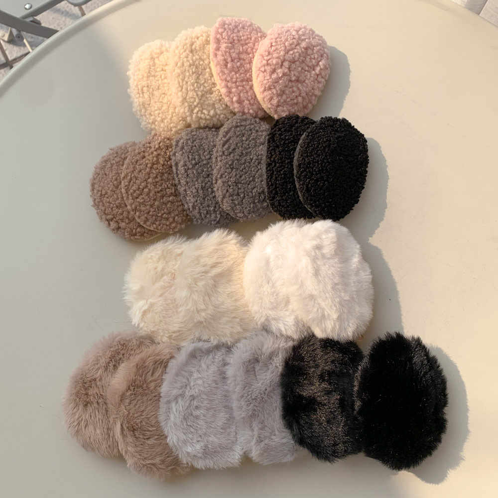 [1쌍/2pcs] 따뜻한 똑딱이 양털 뽀글이 퍼 융털 기모 끈없는 귀마개 5color 상세 이미지 9