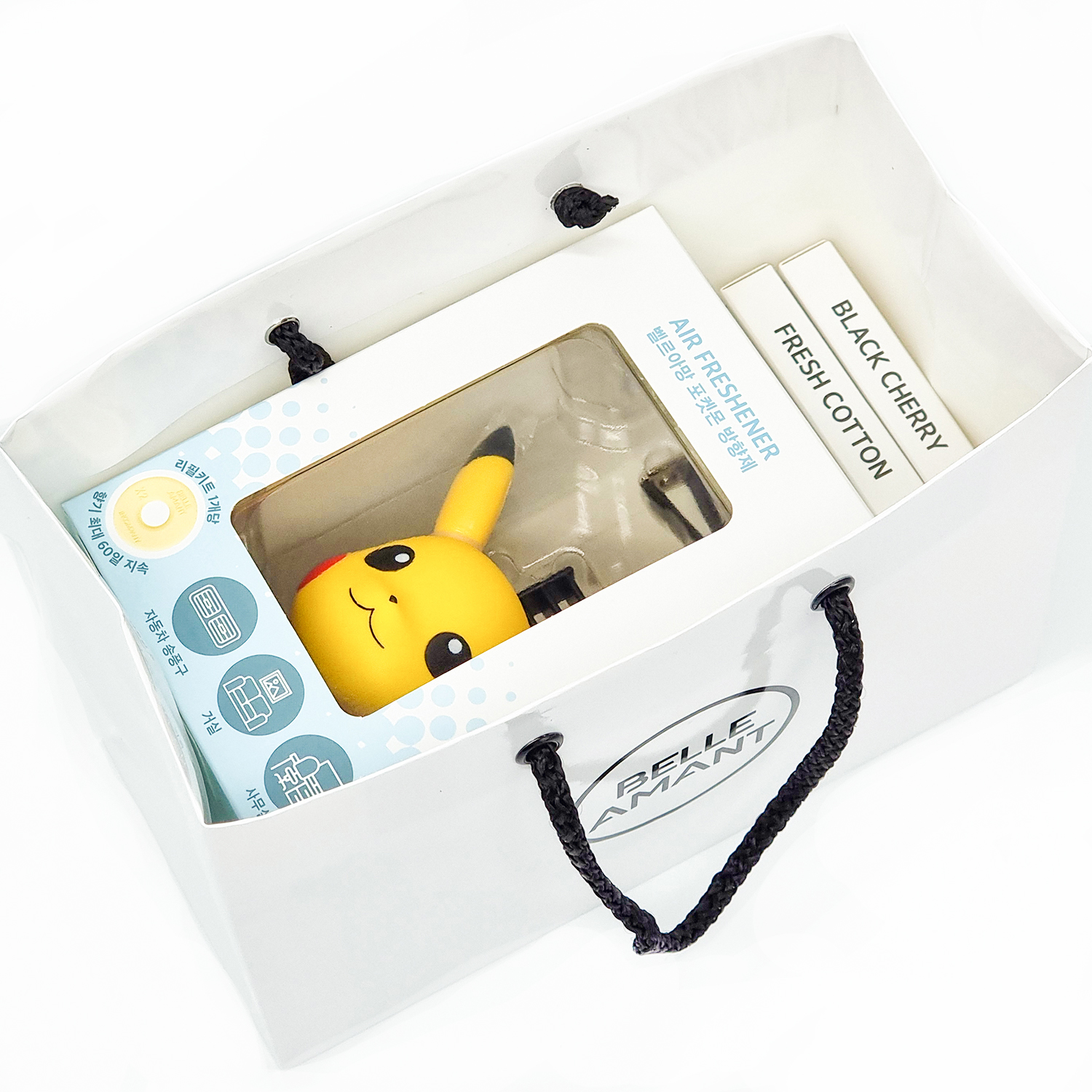 벨르아망 포켓몬스터 캐릭터 빅페이스 차량용 방향제 송풍구 디퓨저 새차 선물 피카츄 블랙체리