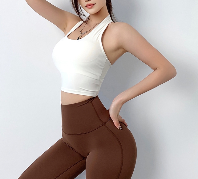 홀터넥브라탑 요가브라탑 필라테스 스포츠 누드촉감 리본 - 상세 이미지 2