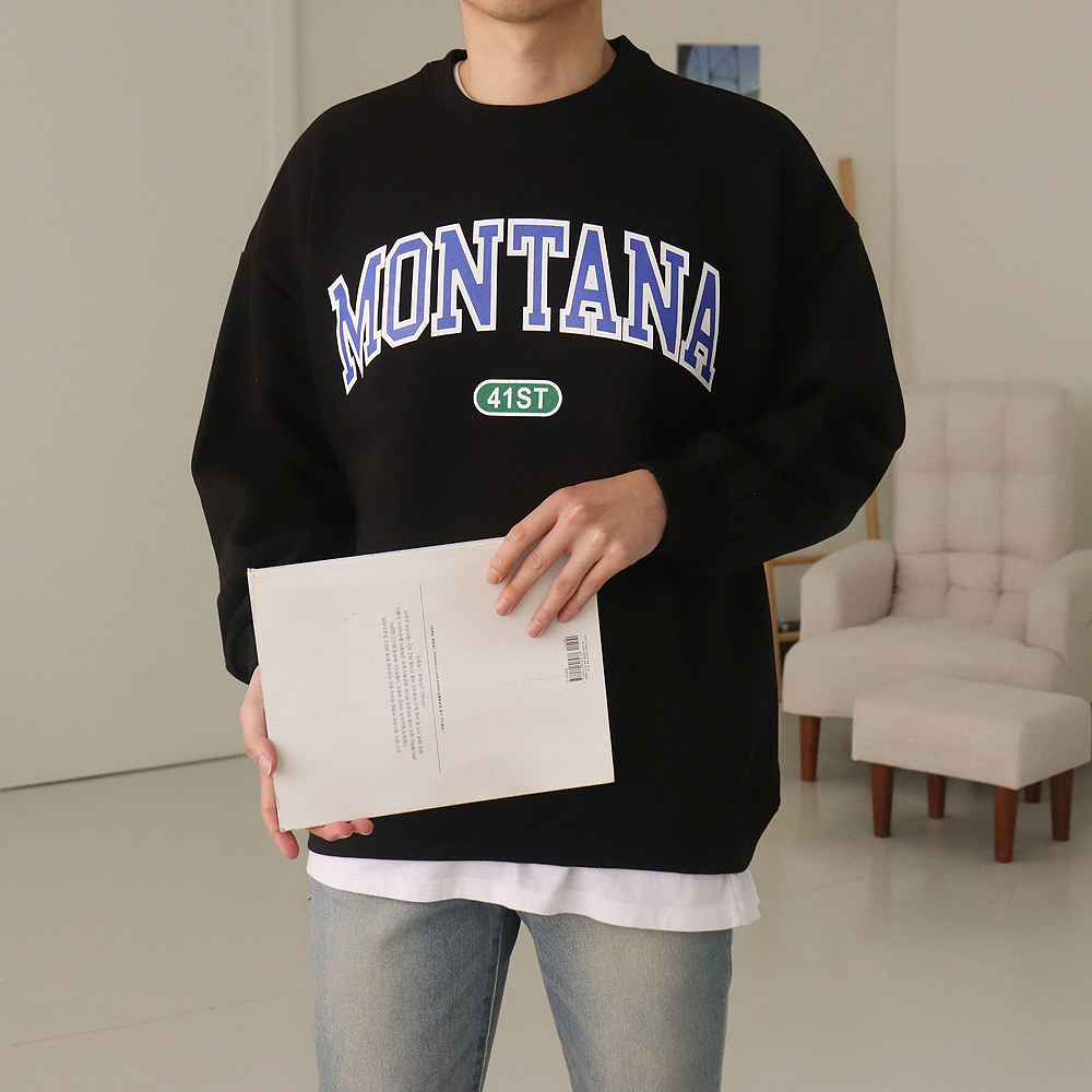 남자기모맨투맨 오버핏 나염 레터링 커플맨투맨 이미지 3