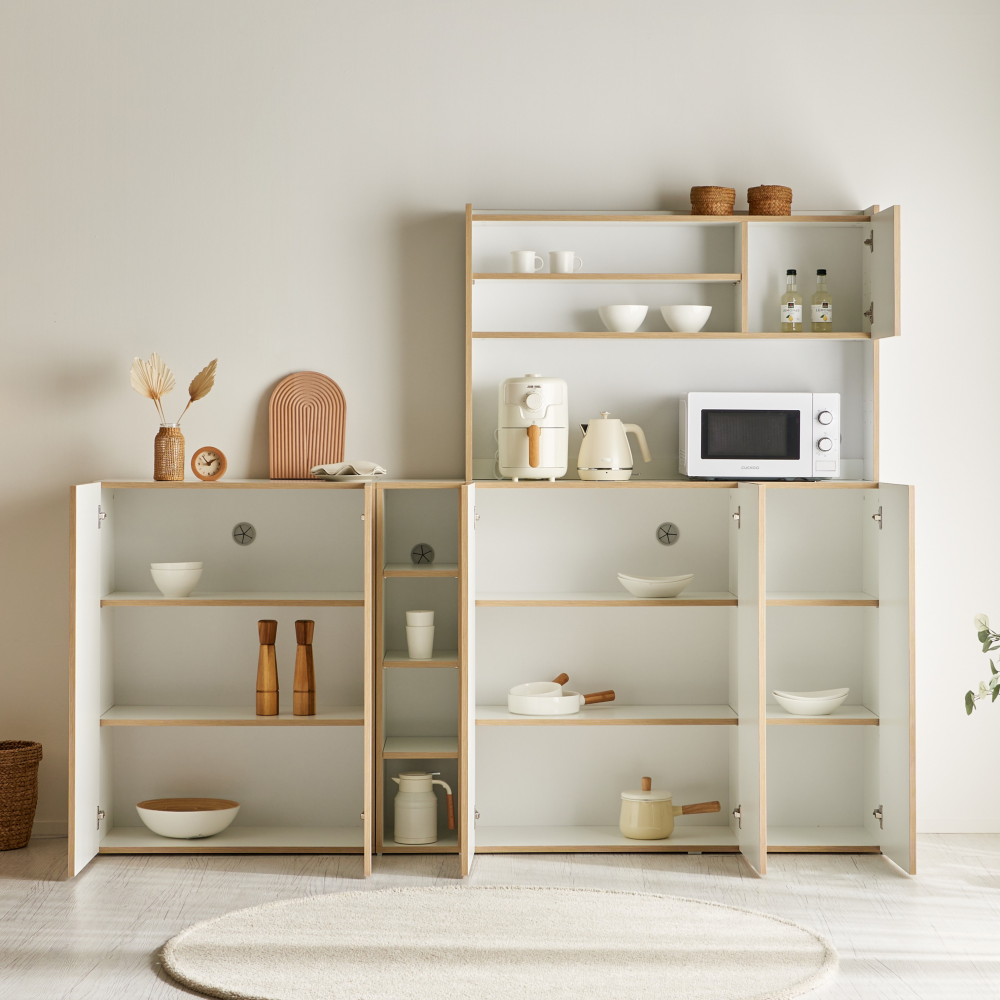 홈카페수납장 그릇장 부엌 홈카페장 하부장 장식장 주방장 12.1200x400x1050mm, 3단, 화이트