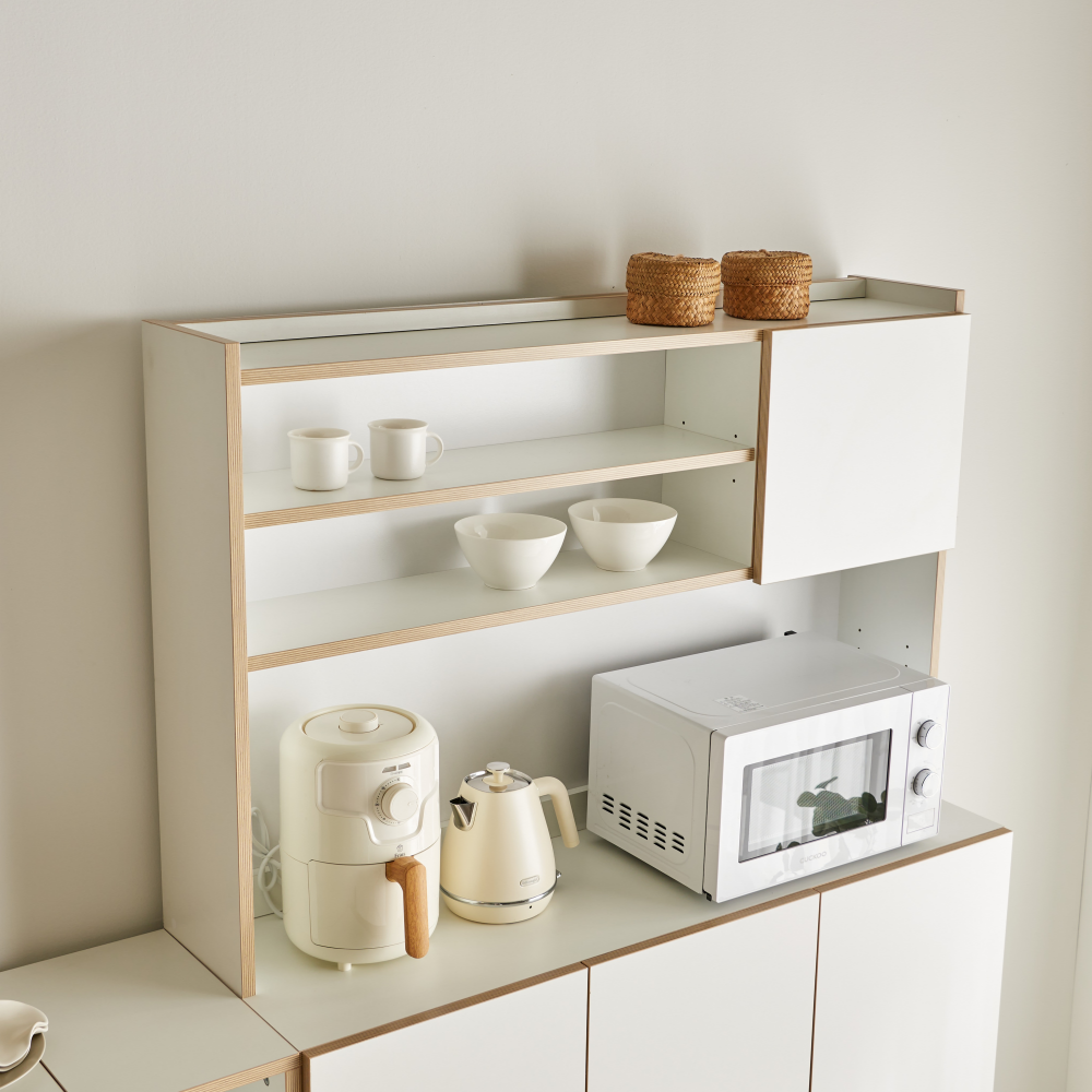 홈카페수납장 그릇장 부엌 홈카페장 하부장 장식장 주방장 12.1200x400x1050mm, 3단, 화이트