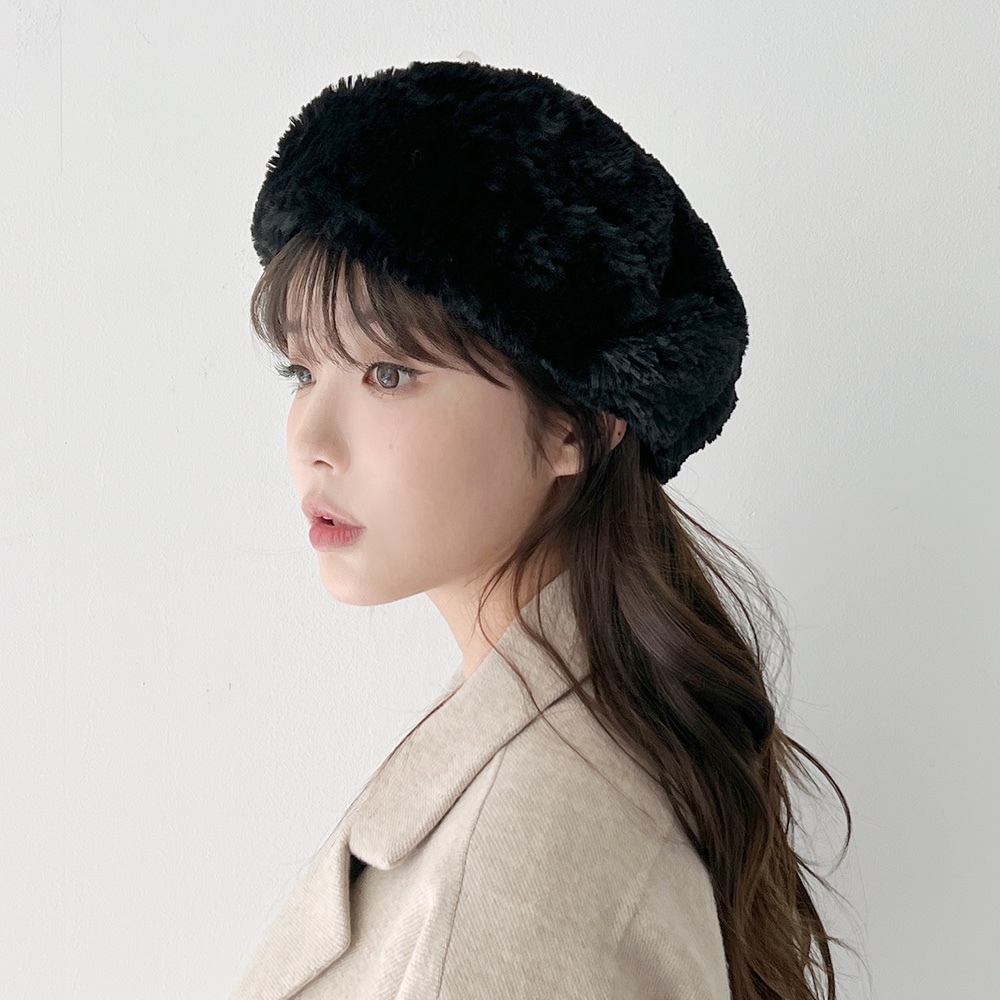 밍크털 퍼 밴딩 베레모 빵모자 이미지 7
