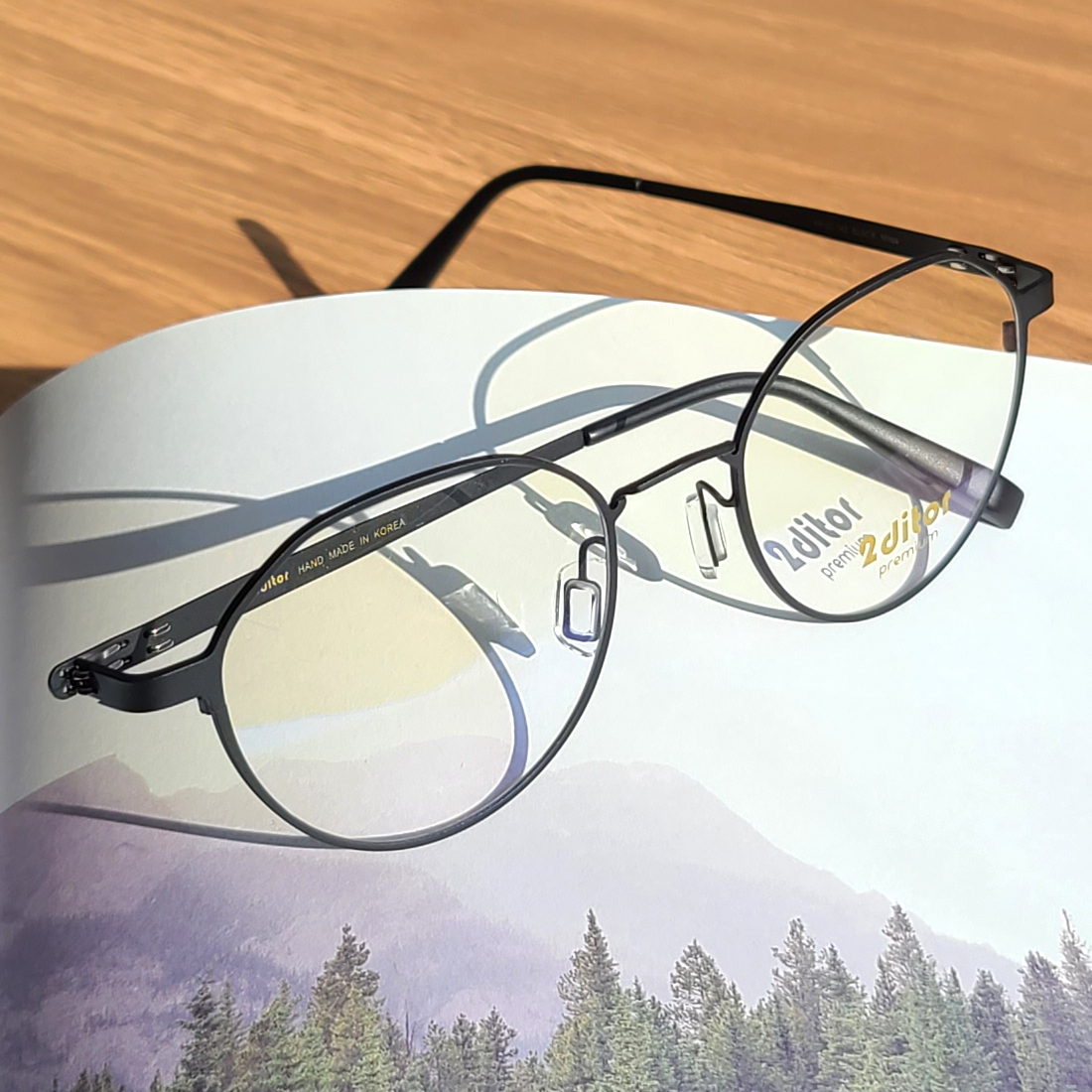 신소재 스틸 나사없는 안경 남자 여자 다각형 대두 사각 안경테 자이스 드라이브세이프