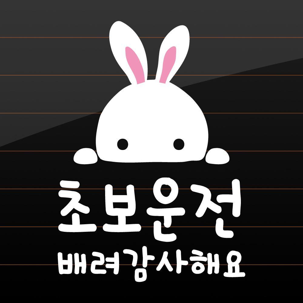 토끼 초보운전 스티커 흰색 M 17x24cm - 상품 이미지