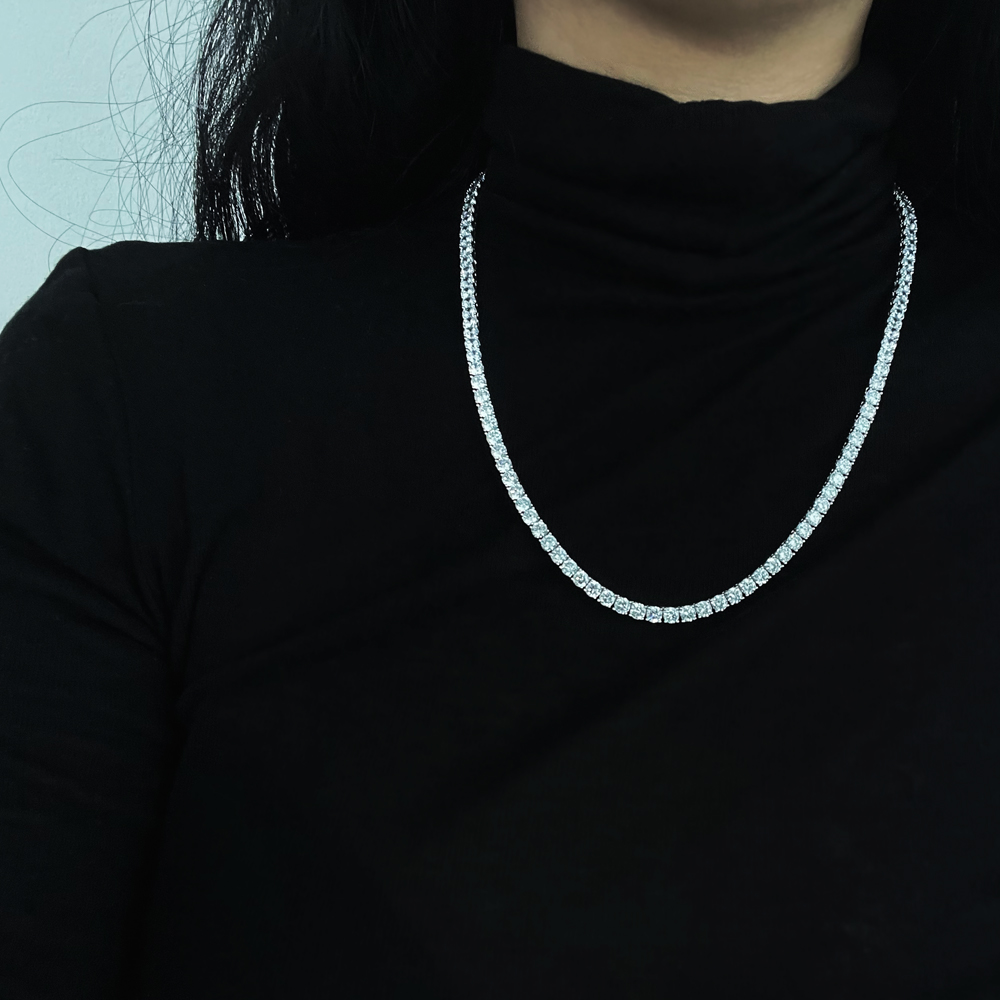주문제작 50cm 라운드 큐빅 롱 테니스목걸이 네크리스 - 상세 이미지 2