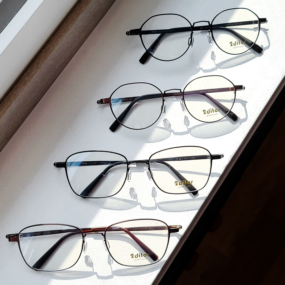 신소재 스틸 나사없는 안경 남자 여자 다각형 대두 사각 안경테 자이스 드라이브세이프