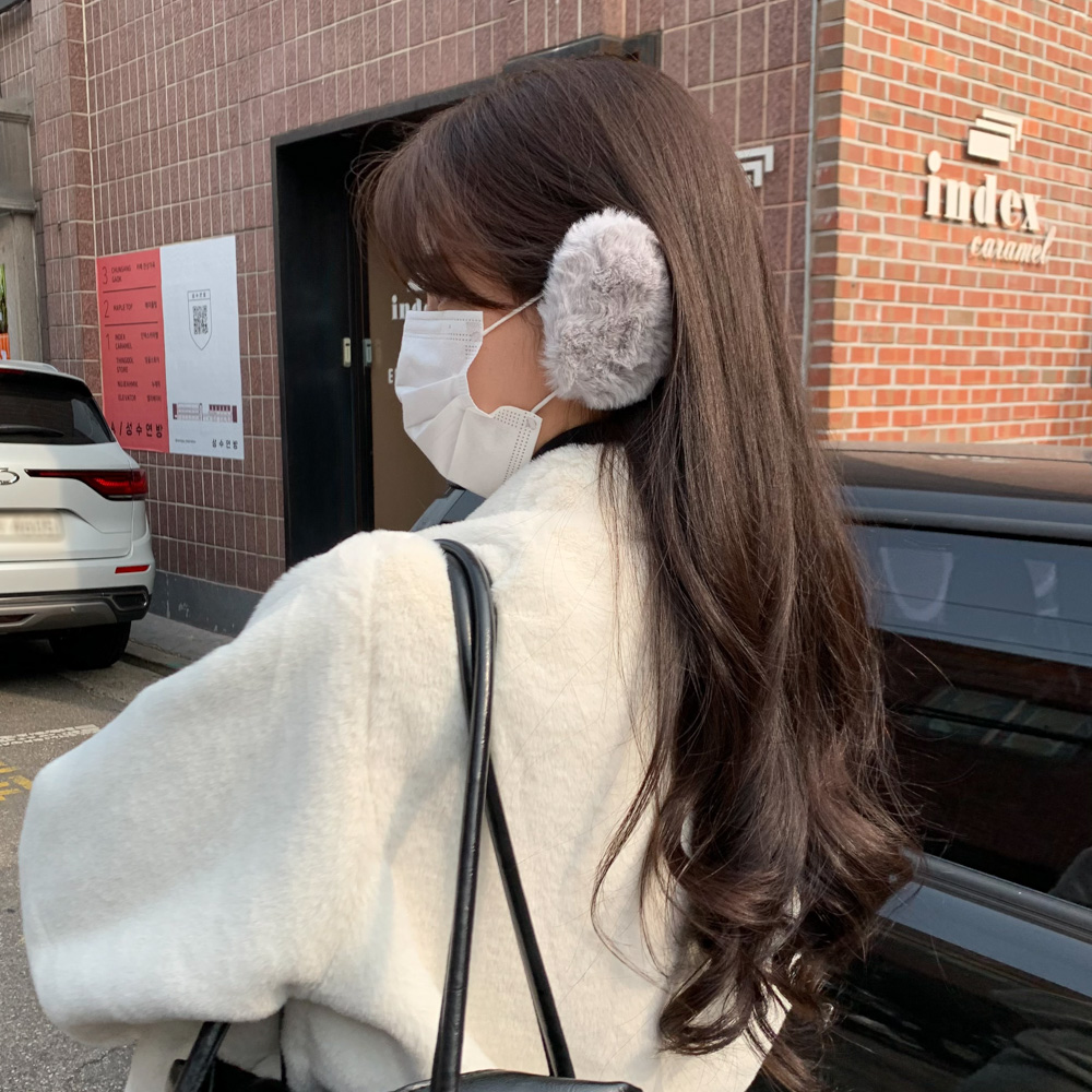 [1쌍/2pcs] 따뜻한 똑딱이 양털 뽀글이 퍼 융털 기모 끈없는 귀마개 5color 상세 이미지 2