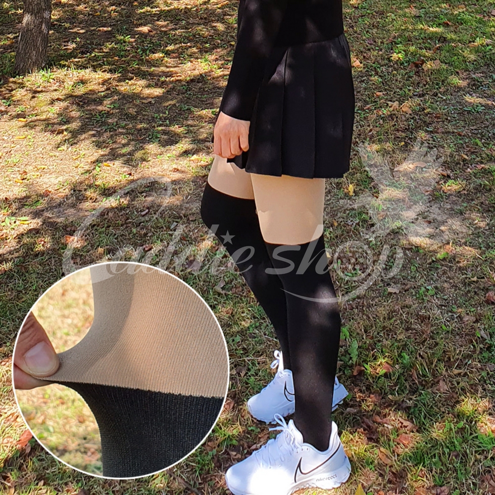 겨울 여성 골프 스타킹 기모 투톤 타이즈 레깅스