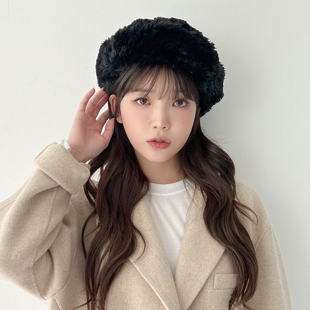 밍크털 퍼 밴딩 베레모 빵모자 - 상세 이미지 2