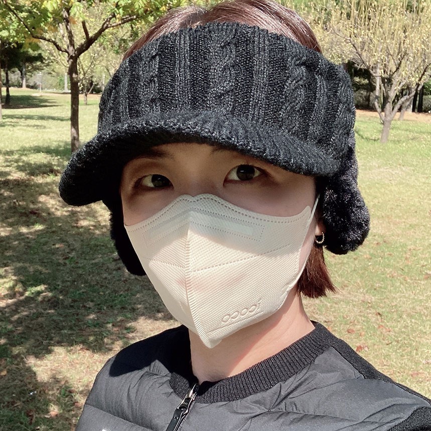 여성 겨울 골프 니트 귀달이 썬캡 모자 방한 귀마개 털모자 여자 이어워머 귀도리 - 상세 이미지 2