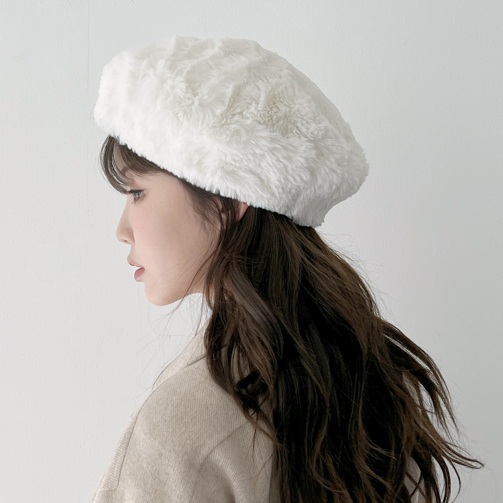 밍크털 퍼 밴딩 베레모 빵모자 이미지 6