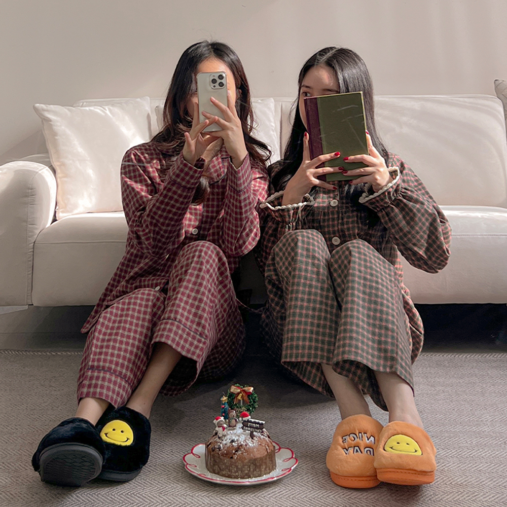 [A.made]딜라이트체크 로맨틱 커플파자마 빅사이즈 기모 크리스마스 겨울 잠옷세트 3color 이미지 3