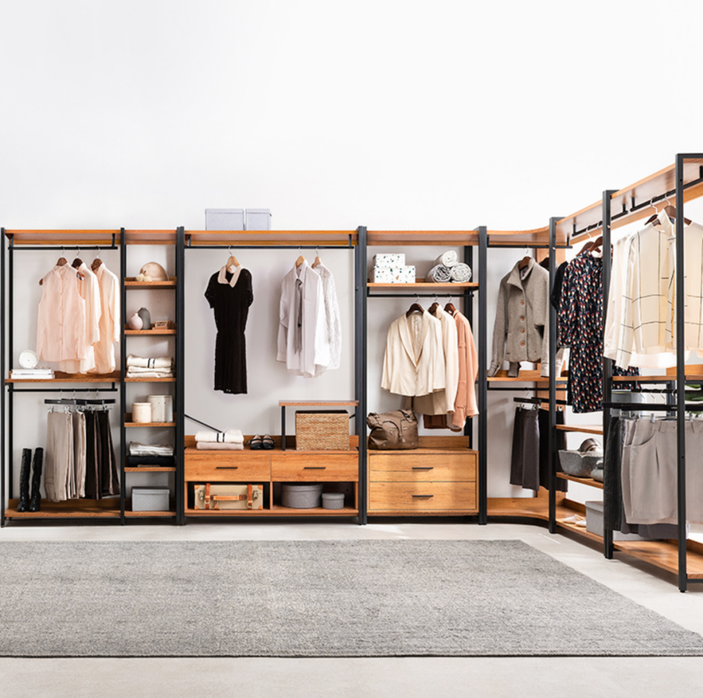 시스템행거 조립식 옷장 행거 스탠드 멀바우 원목 A타입