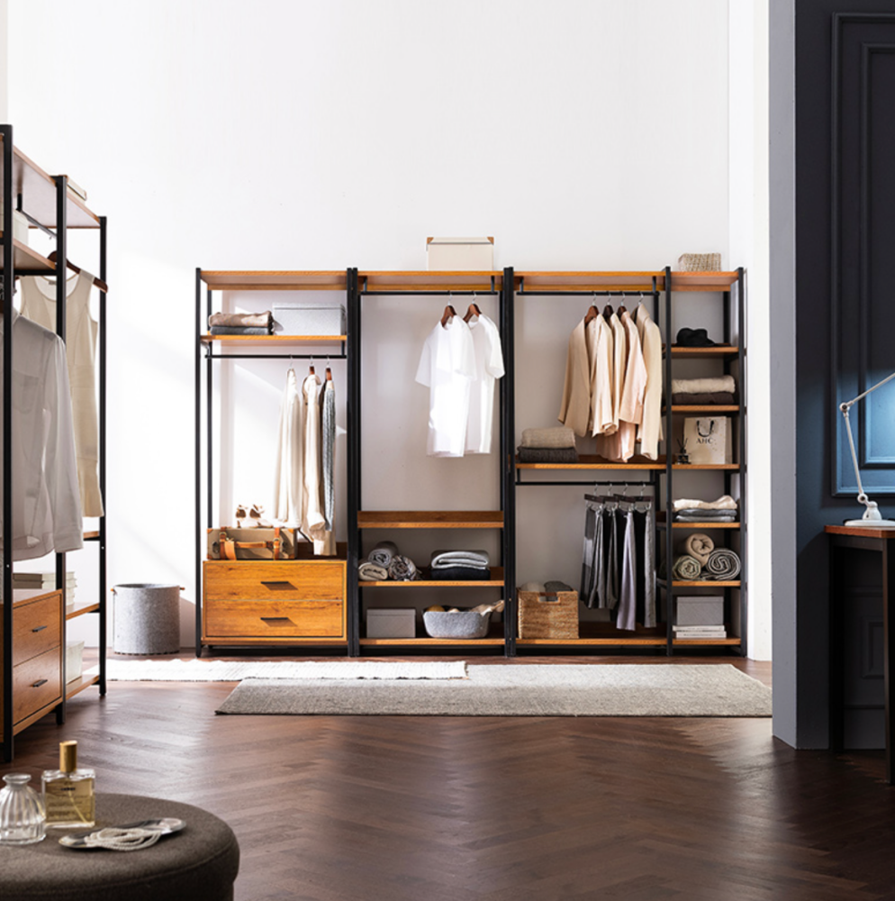 시스템행거 조립식 옷장 행거 스탠드 멀바우 원목 A타입