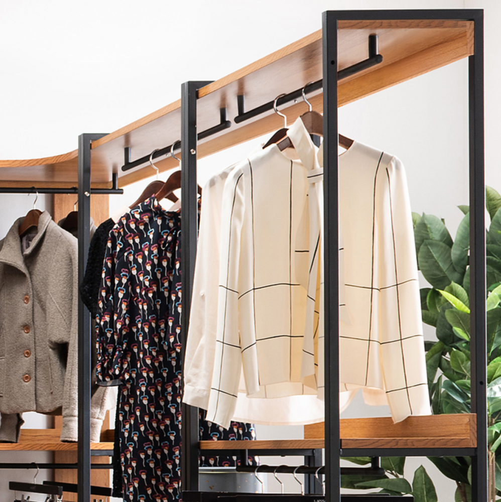 시스템행거 조립식 옷장 행거 스탠드 멀바우 원목 A타입