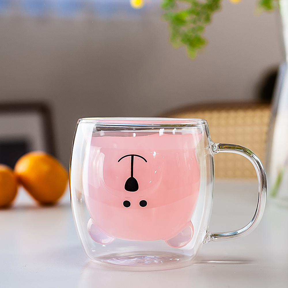 레토 이중 내열 유리컵 손잡이 곰돌이 예쁜 물컵 유리잔 컵 LGC-B02 - 상세 이미지 3