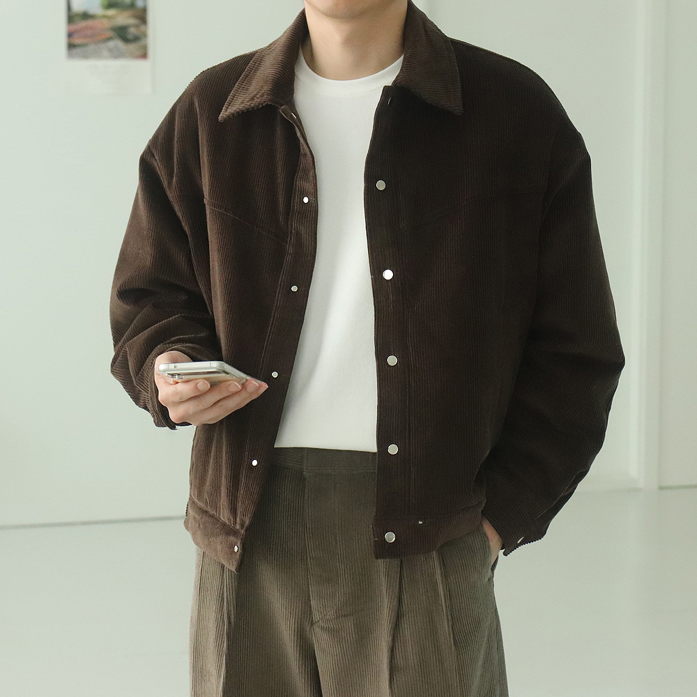 남자겨울자켓 오버핏 누빔 골덴 남자코듀로이자켓 이미지 3