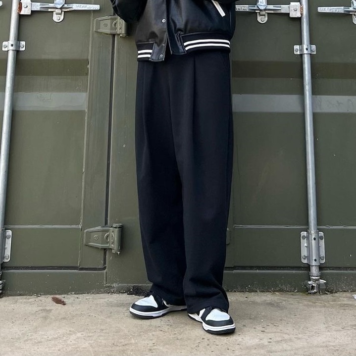 1+1 원턱 남자와이드팬츠 스웻팬츠 회색바지 와이드슬랙스 - 상세 이미지 4