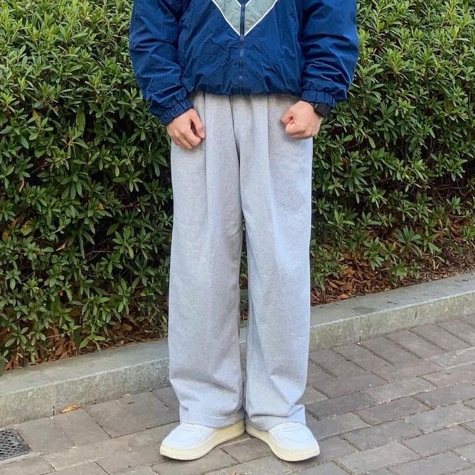 1+1 원턱 남자와이드팬츠 스웻팬츠 회색바지 와이드슬랙스 - 상세 이미지 3