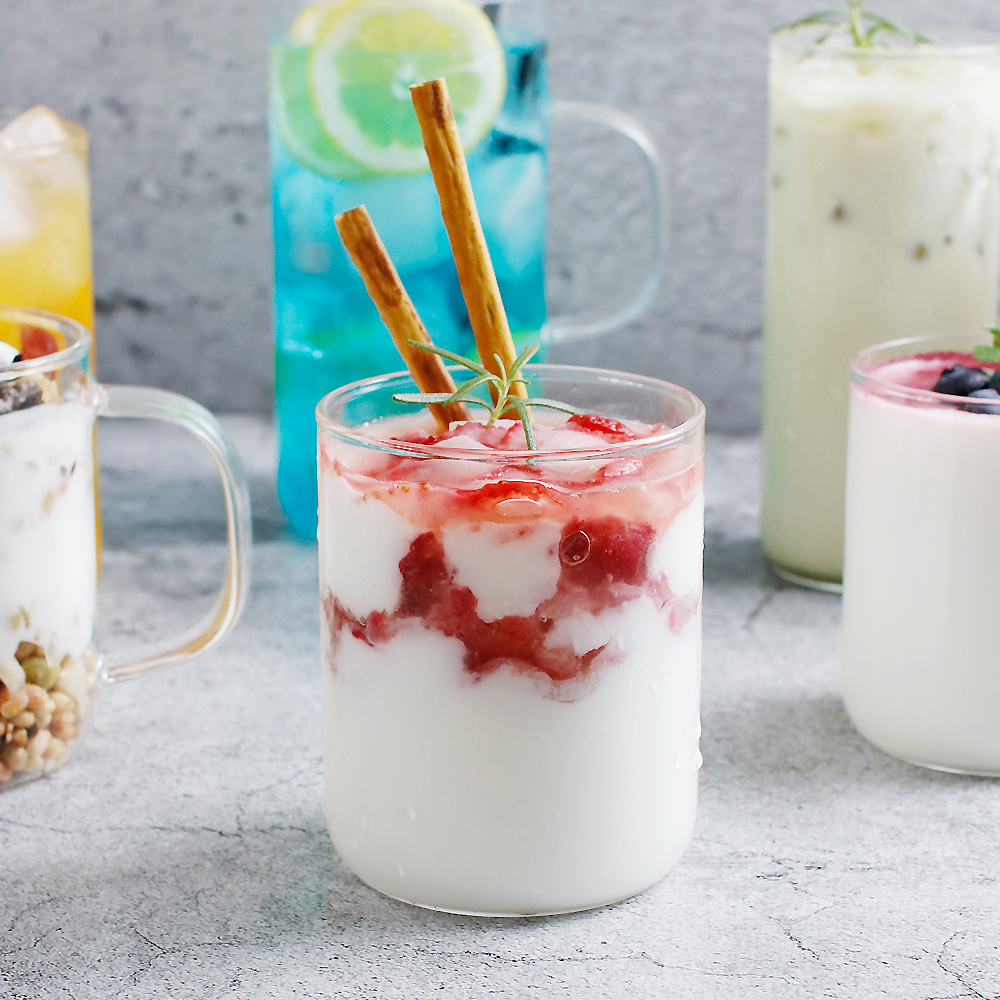 내열유리 홈카페 카페머그 유리컵세트 420ml, 6개, (C03)