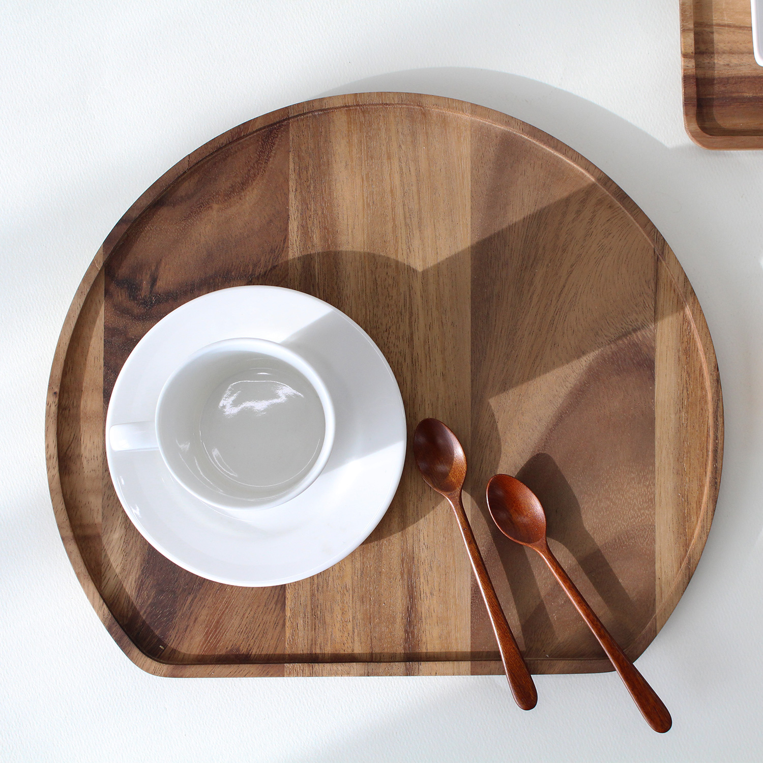 아카시아 우드 트레이 나무쟁반 원목 카페 원목 원형트레이