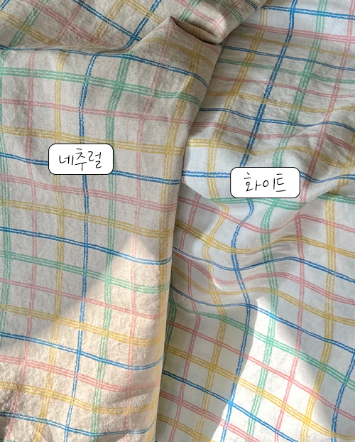 더블유패브릭 인디고체크2 워싱처리 15수 대폭 린넨천 원단 앞치마 커튼 소품 천가게 - 상세 이미지 2