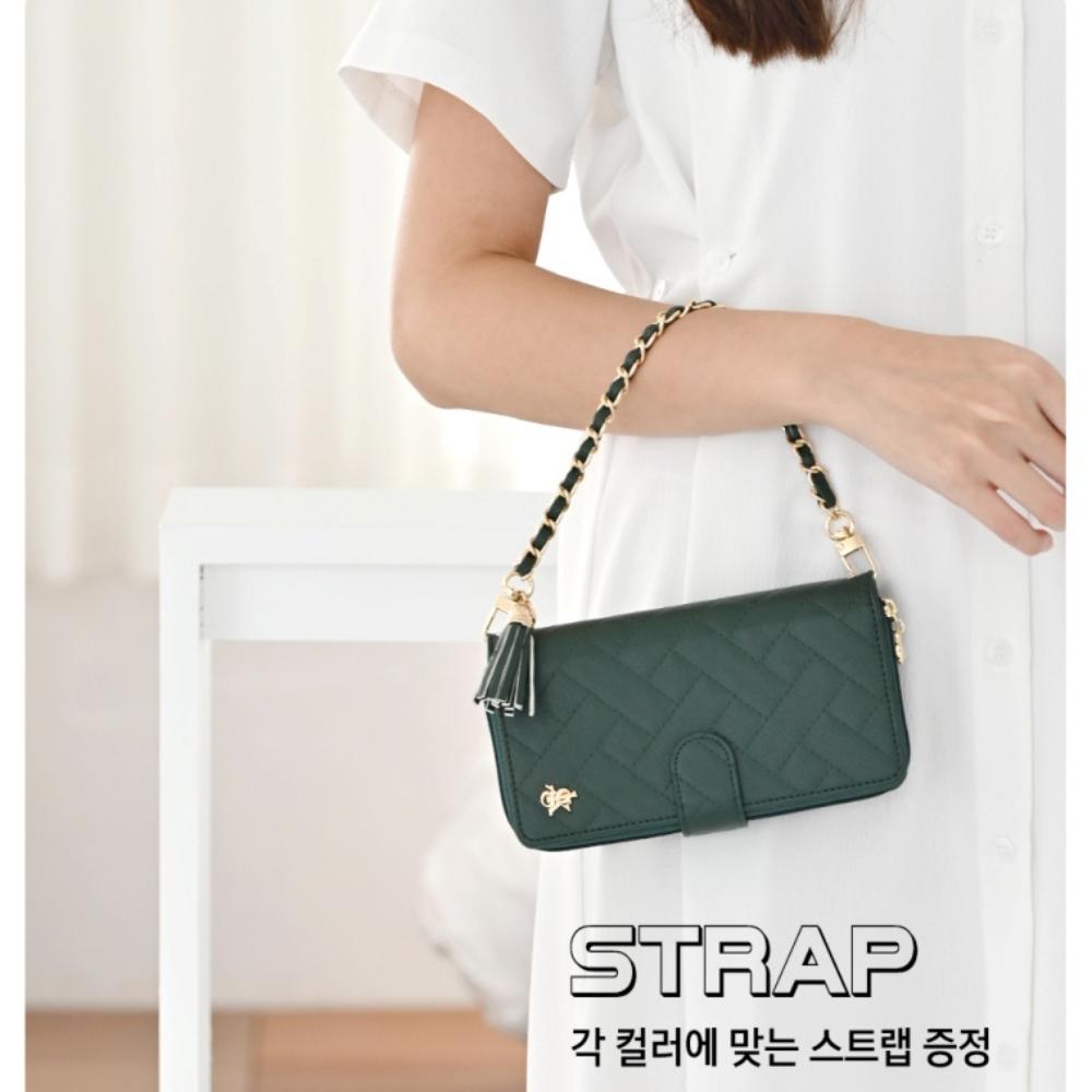 프렌치 지퍼형 다이어리 가죽 지갑 케이스 카키, 갤럭시A90 - 상세 이미지 5