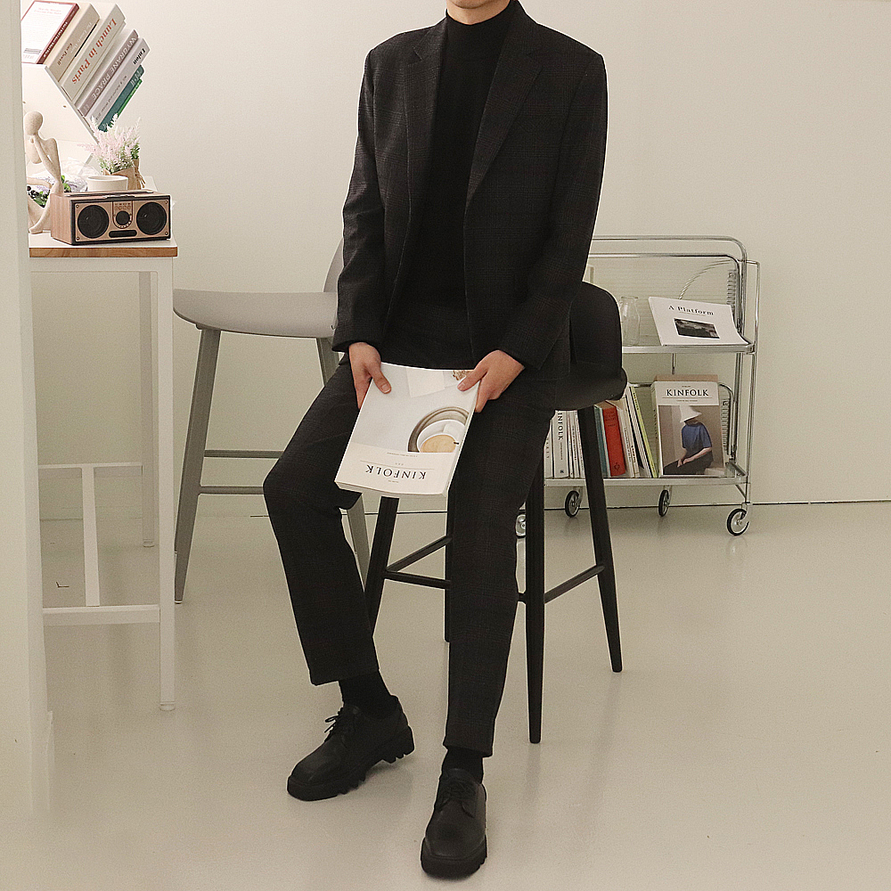 남자겨울슬랙스 남자 겨울 체크 기모바지 이미지 2