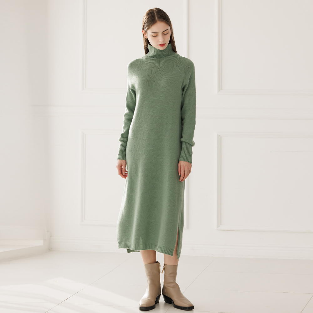 [프리미엄 홀가먼트 캐시미어혼방] 예시카 터틀넥 니트 롱 원피스 YGBKO088