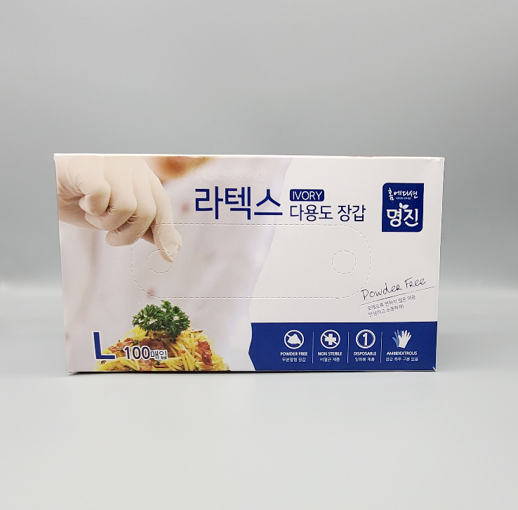 명진 라텍스 식품 위생 장갑 아이보리 100매 - 상세 이미지 4