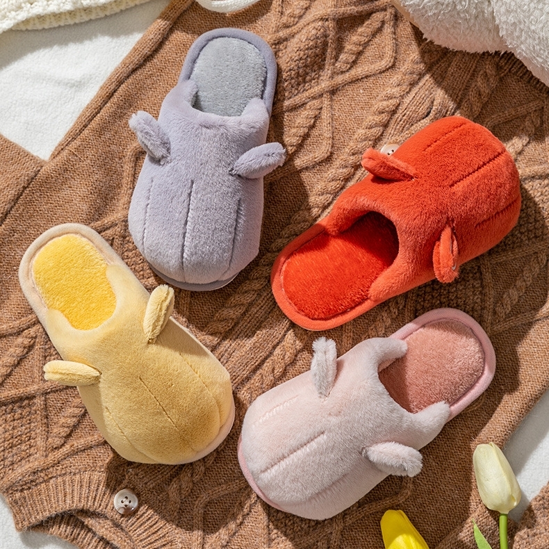 털실내화 겨울 거실 방한 사무실 실내 슬리퍼 층간소음 학생 양털 거실화 골덴 옐로우