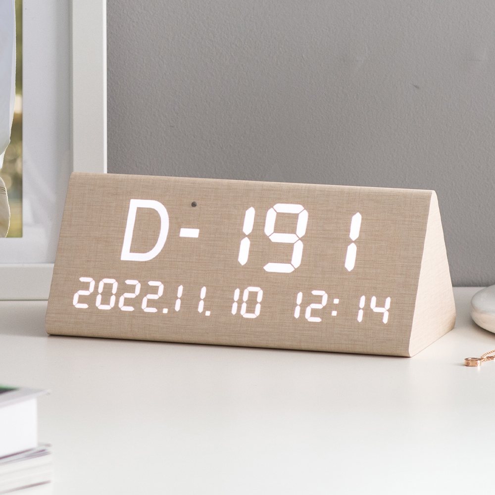 플라이토 LED 전자 수능 디데이 달력 탁상 시계 신생아 출산 미니달력 우드 이미지 3