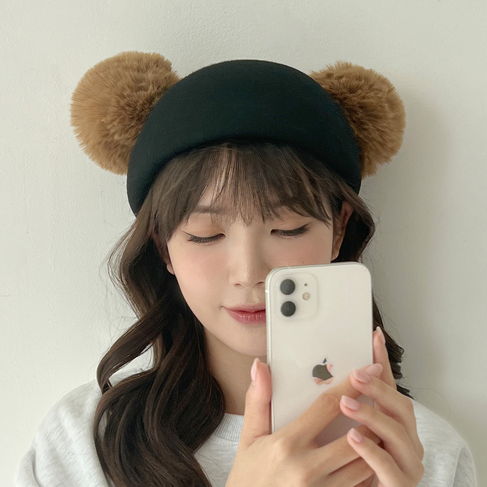 밍크 털 방울 펠트 제니 모자 이미지 6
