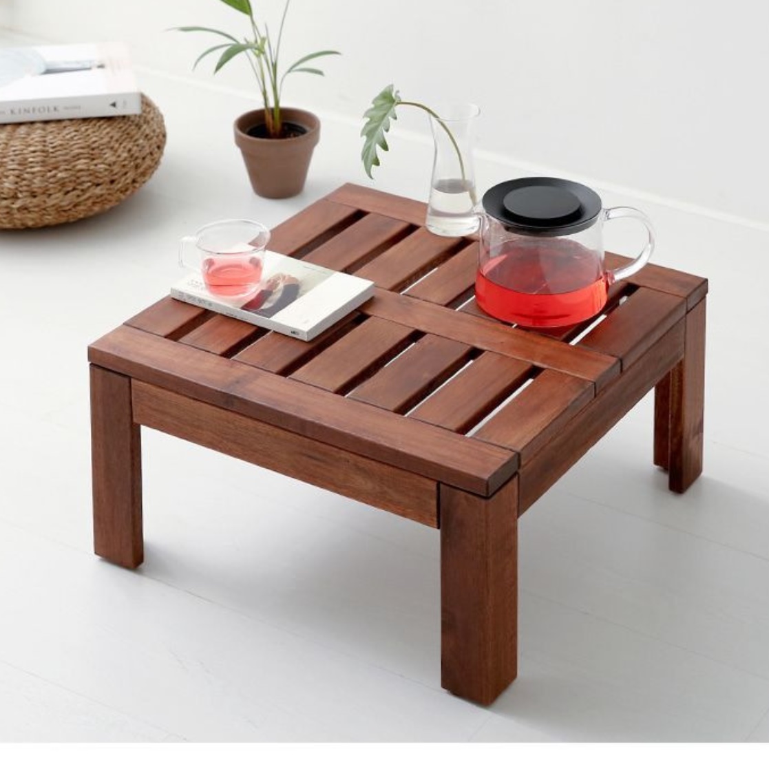 엔틱 티 테이블 1인 2인 거실용 탁자 빈티지 원목 테이블