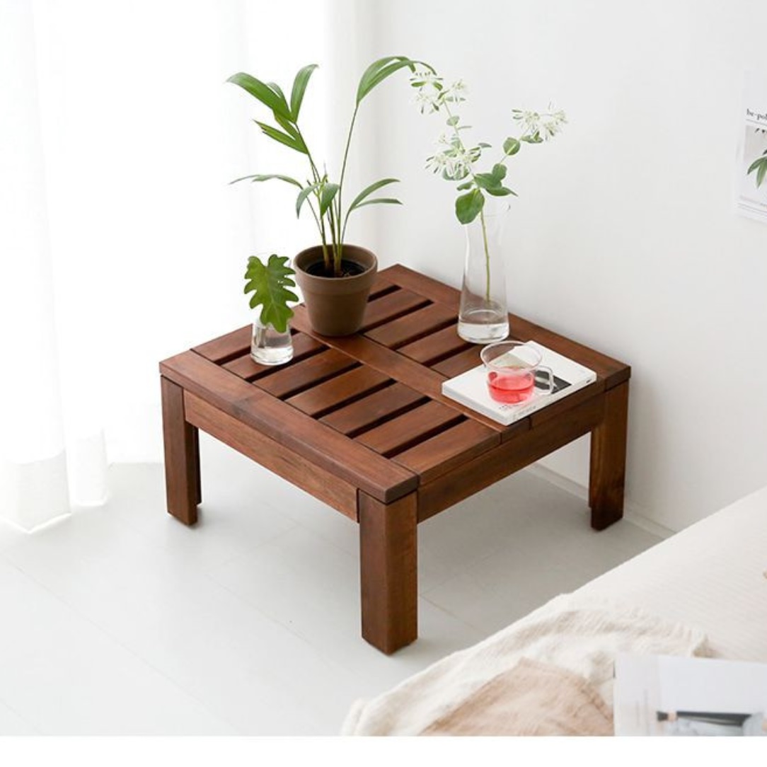 엔틱 티 테이블 1인 2인 거실용 탁자 빈티지 원목 테이블