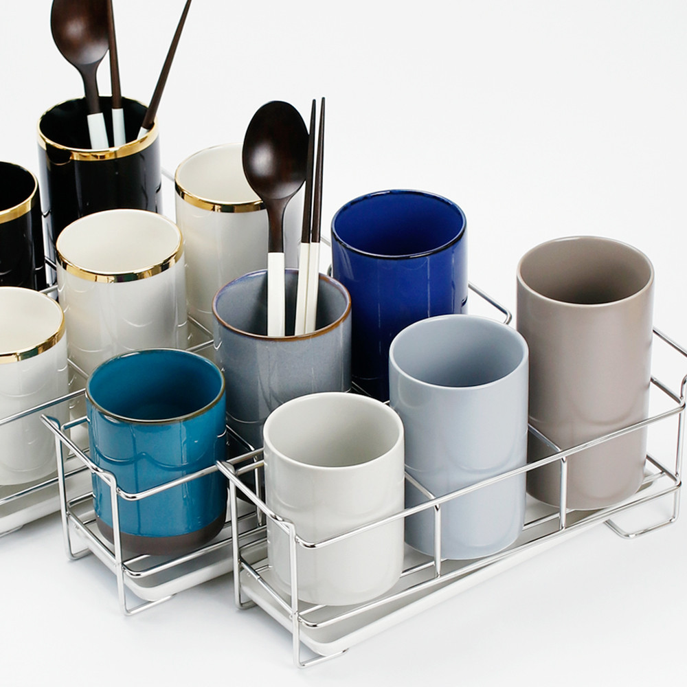 프리미엄 24k 골드림 국산 도자기 수저정리함 수저통