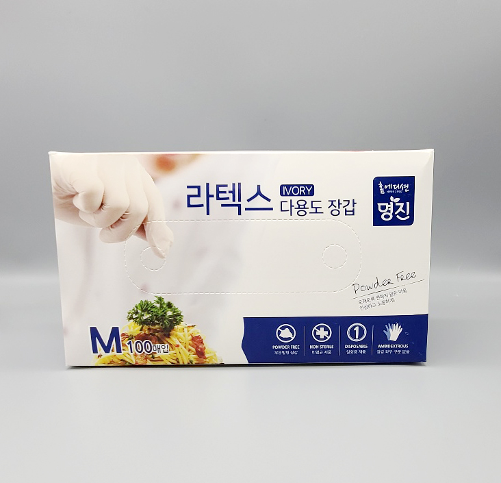 명진 라텍스 식품 위생 장갑 아이보리 100매 - 상세 이미지 3