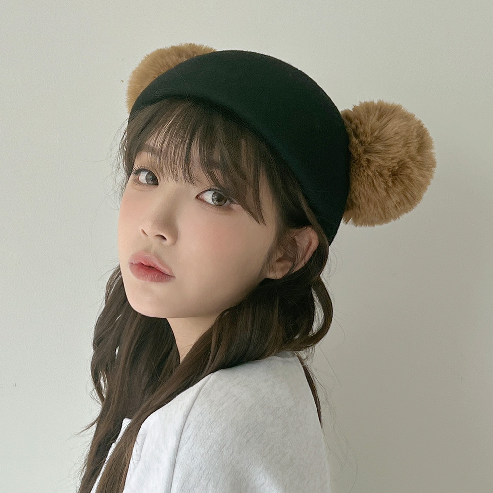 밍크 털 방울 펠트 제니 모자 - 상세 이미지 2