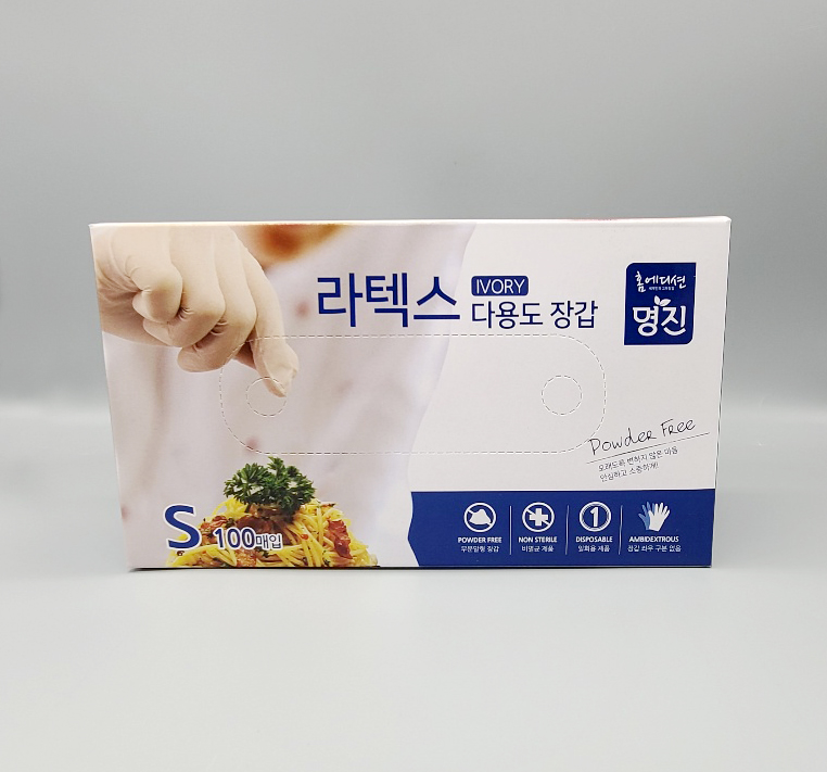 명진 라텍스 식품 위생 장갑 아이보리 100매 - 상세 이미지 2